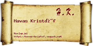 Havas Kristóf névjegykártya